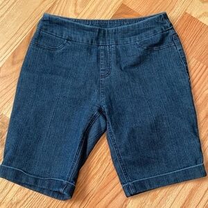 Soft Surroundings Jean Shorts Womans PXS Mid Rise Pull On Comfort Stretch Denim